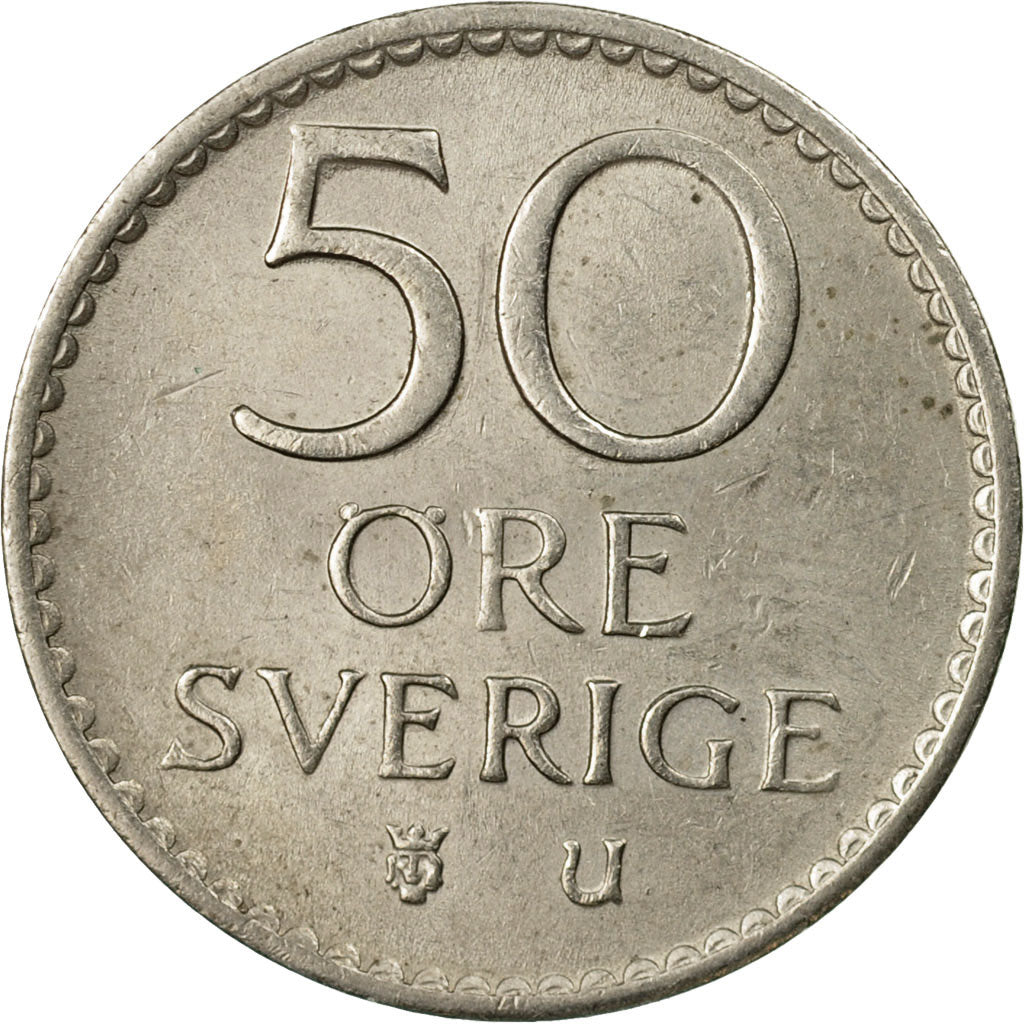 Coin, Sweden, Gustaf VI, 50 Öre, 1967, EF(40-45), Copper-nickel, KM:837