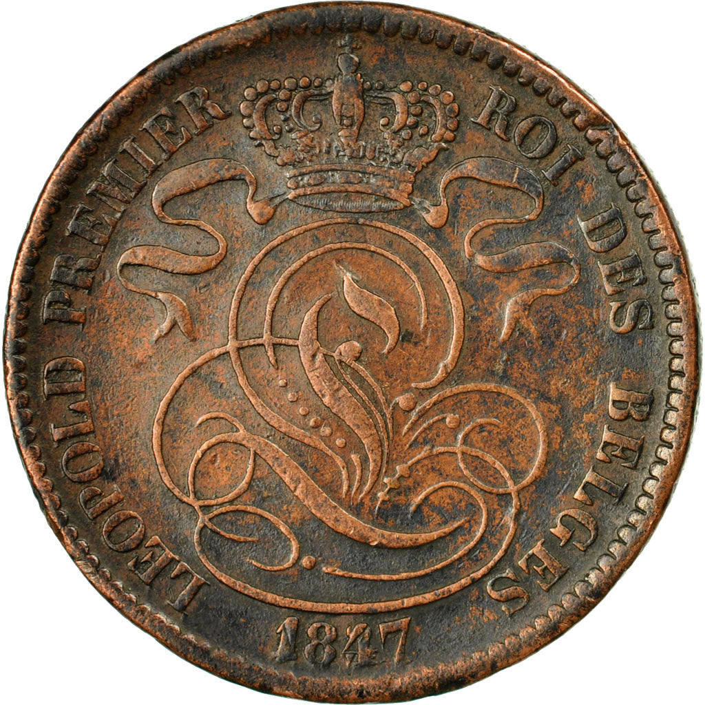 Coin, Belgium, Leopold I, 10 Centimes, 1847/37, EF(40-45), Copper, KM:2.1