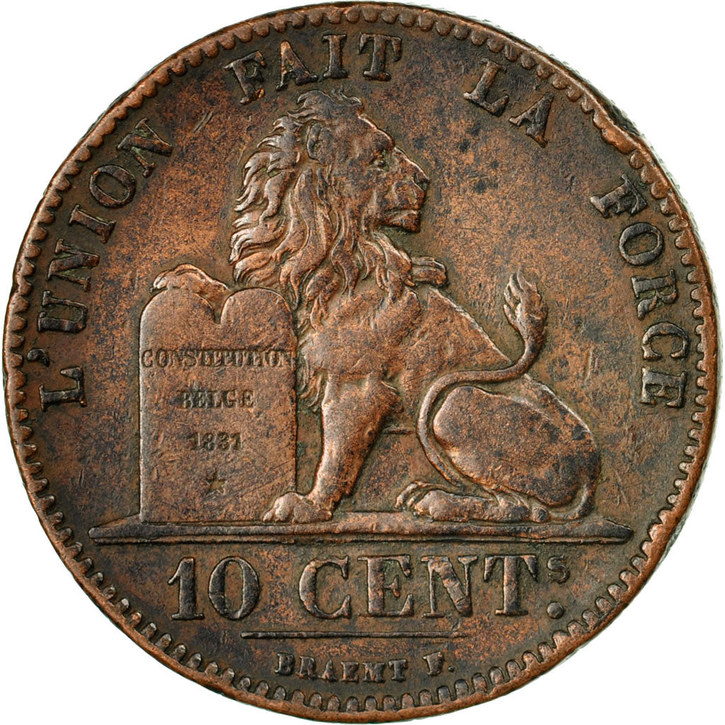 Coin, Belgium, Leopold I, 10 Centimes, 1847/37, EF(40-45), Copper, KM:2.1