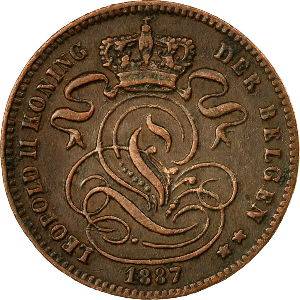 Coin, Belgium, Leopold II, Centime, 1887, EF(40-45), Copper, KM:34.1
