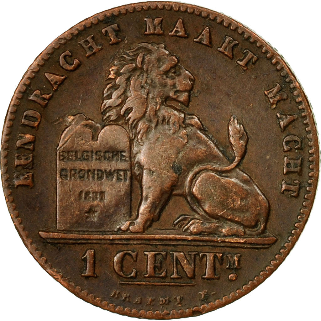 Coin, Belgium, Leopold II, Centime, 1887, EF(40-45), Copper, KM:34.1