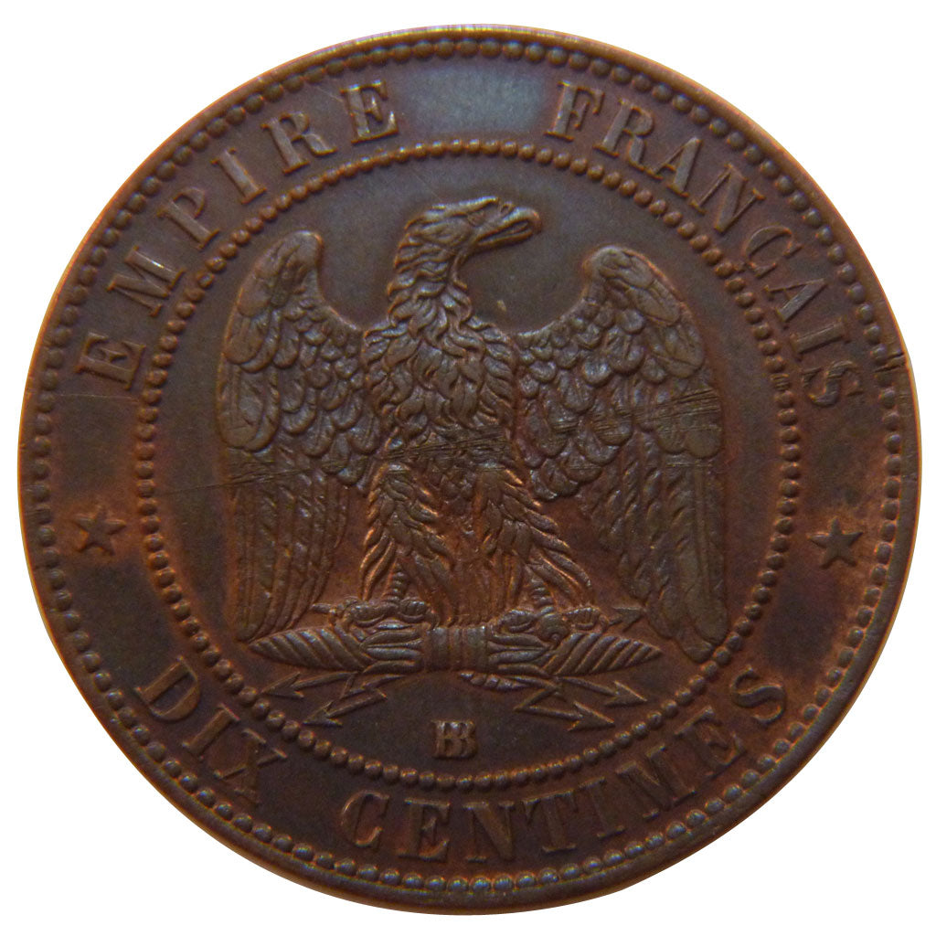 FRANCE, Napoléon III, 10 Centimes, 1864, Strasbourg, MS(60-62), Bronze, Gadoury