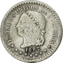 Coin, Colombia, 5 Centavos, 1882, Bogota, VF(30-35), Silver, KM:174a.1