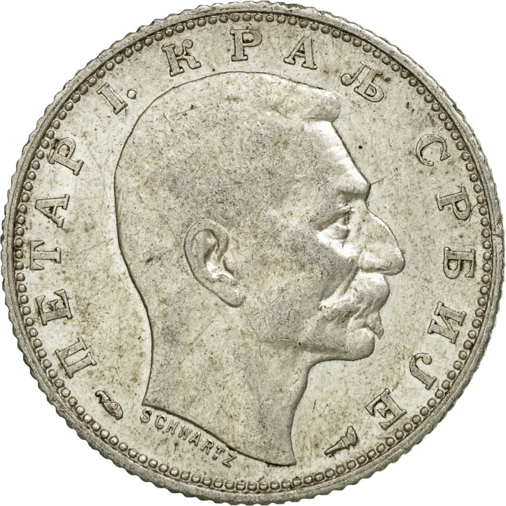 Coin, Serbia, Peter I, Dinar, 1915, EF(40-45), Silver, KM:25.1