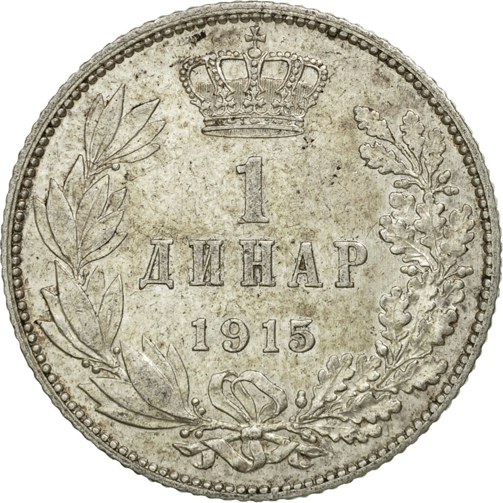 Coin, Serbia, Peter I, Dinar, 1915, EF(40-45), Silver, KM:25.1