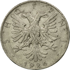 Coin, Albania, 1/2 Lek, 1926, Rome, EF(40-45), Nickel, KM:4