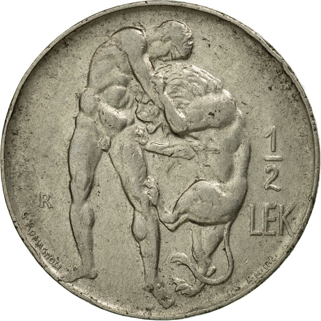 Coin, Albania, 1/2 Lek, 1926, Rome, EF(40-45), Nickel, KM:4