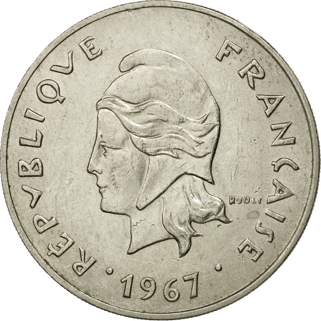 Moneta, Nuova Caledonia, 50 Francs, 1967, Paris, BB, Nichel, KM:7