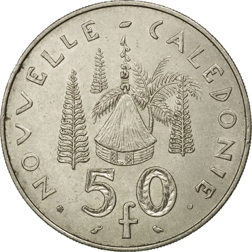 Moneta, Nuova Caledonia, 50 Francs, 1967, Paris, BB, Nichel, KM:7