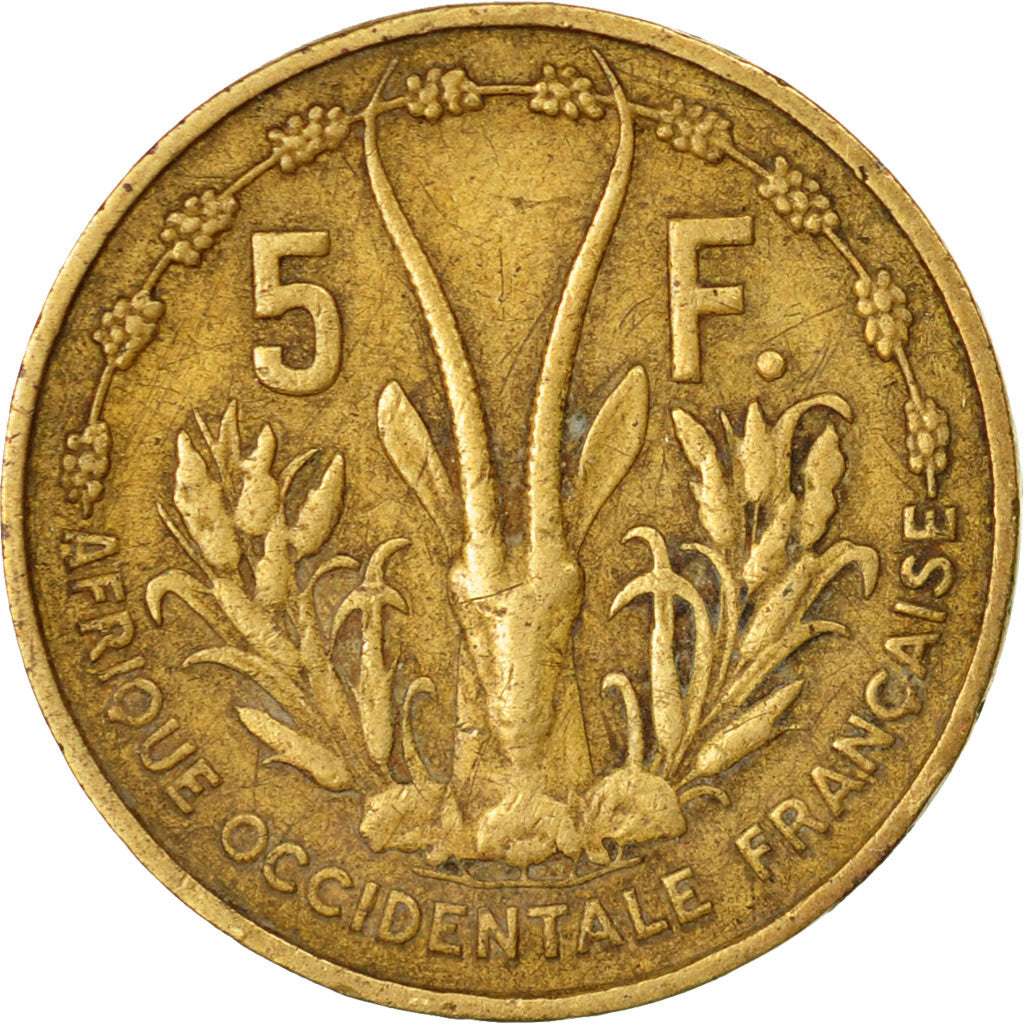 Coin, French West Africa, 5 Francs, 1956, Paris, F(12-15), Aluminum-Bronze, KM:5