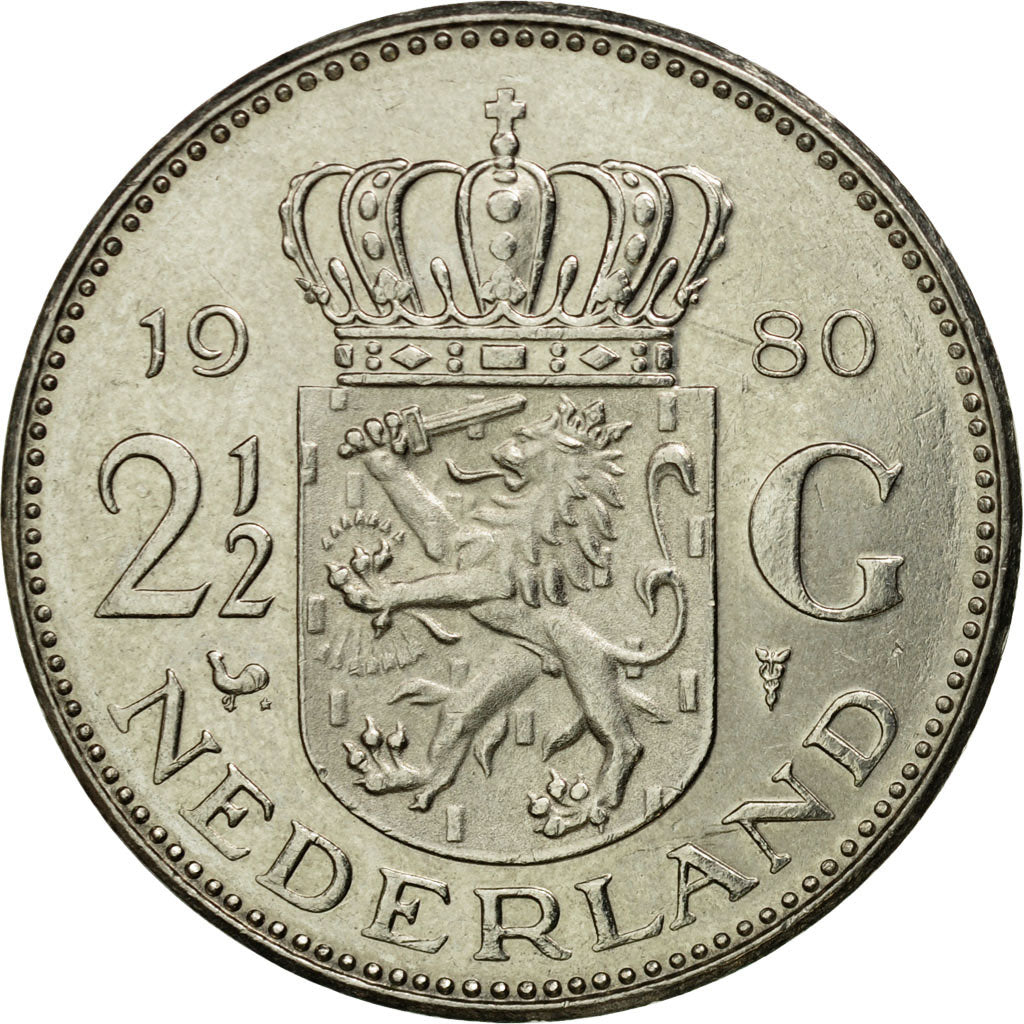 Münze, Niederlande, Juliana, 2-1/2 Gulden, 1980, SS+, Nickel, KM:191