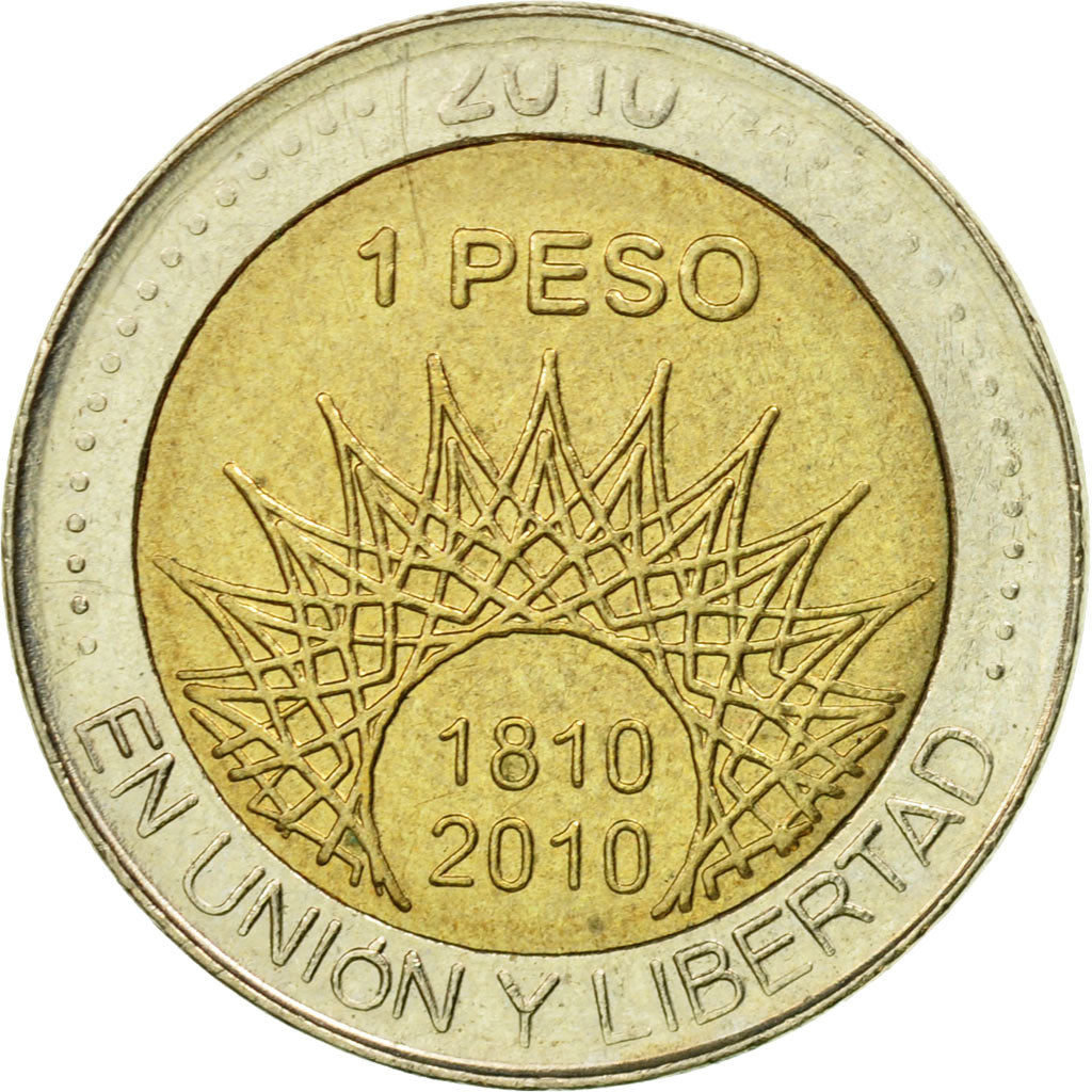Coin, Argentina, Peso, 2010, EF(40-45), Bi-Metallic, KM:160