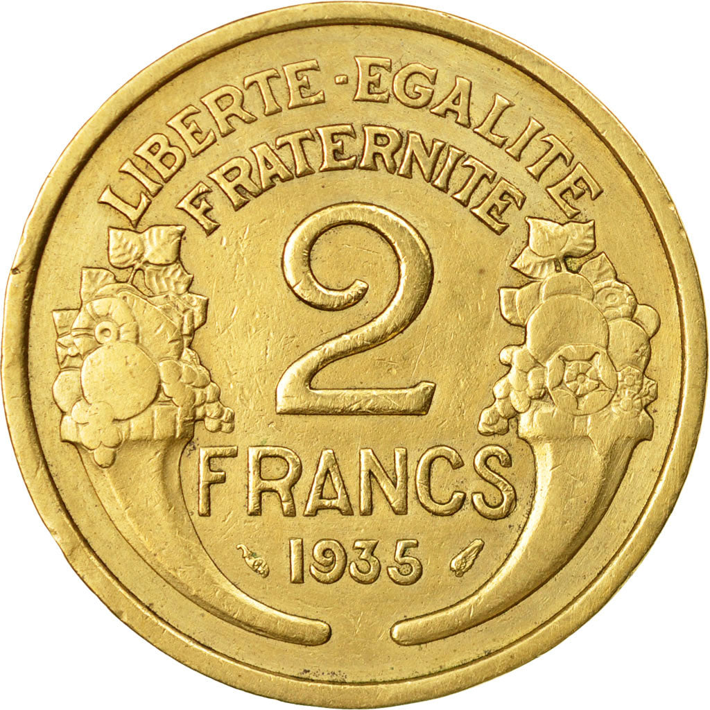 Coin, France, Morlon, 2 Francs, 1935, Paris, EF(40-45), Aluminum-Bronze, KM:886
