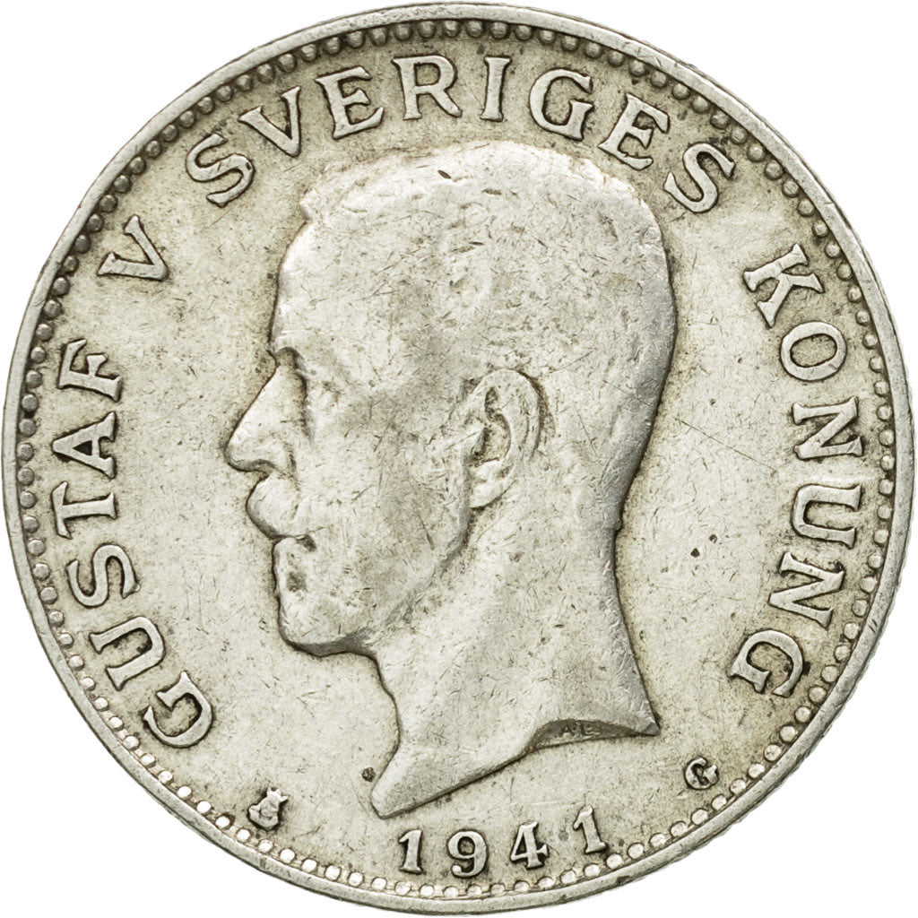 Coin, Sweden, Gustaf V, Krona, 1941, VF(30-35), Silver, KM:786.2