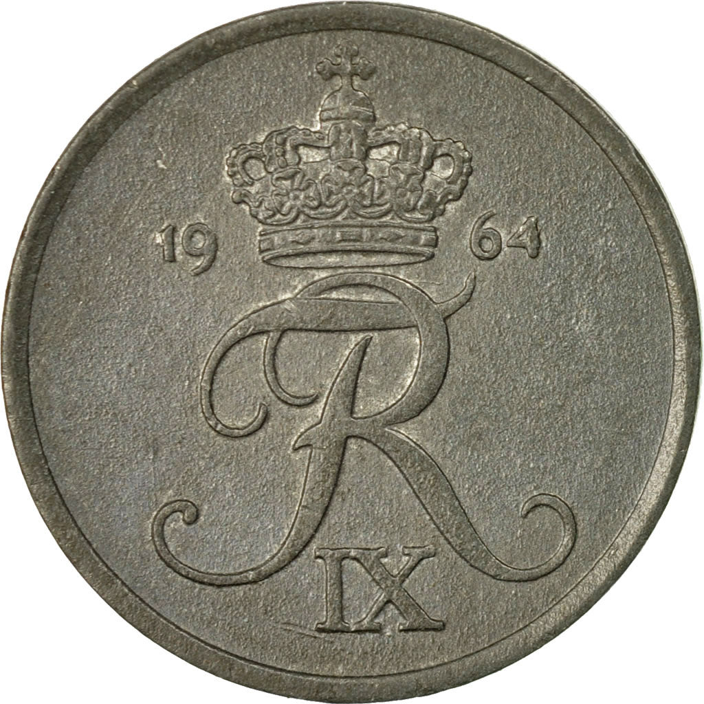 Coin, Denmark, Frederik IX, 2 Öre, 1964, Copenhagen, EF(40-45), Zinc, KM:840.2