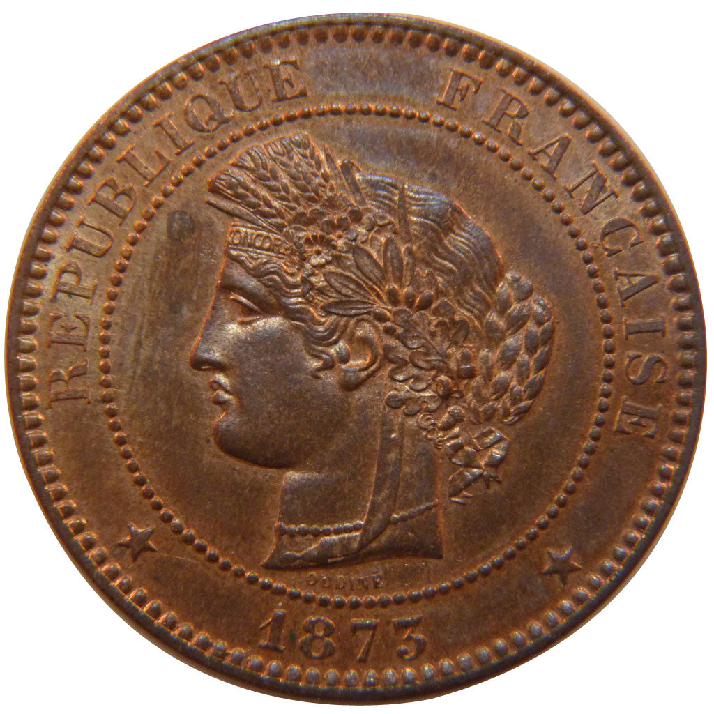 FRANCE, Cérès, 10 Centimes, 1873, Paris, KM #815.1, MS(60-62), Bronze, Gadoury #