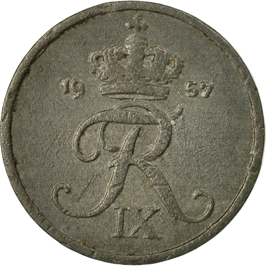 Coin, Denmark, Frederik IX, Ore, 1957, Copenhagen, EF(40-45), Zinc, KM:839.2