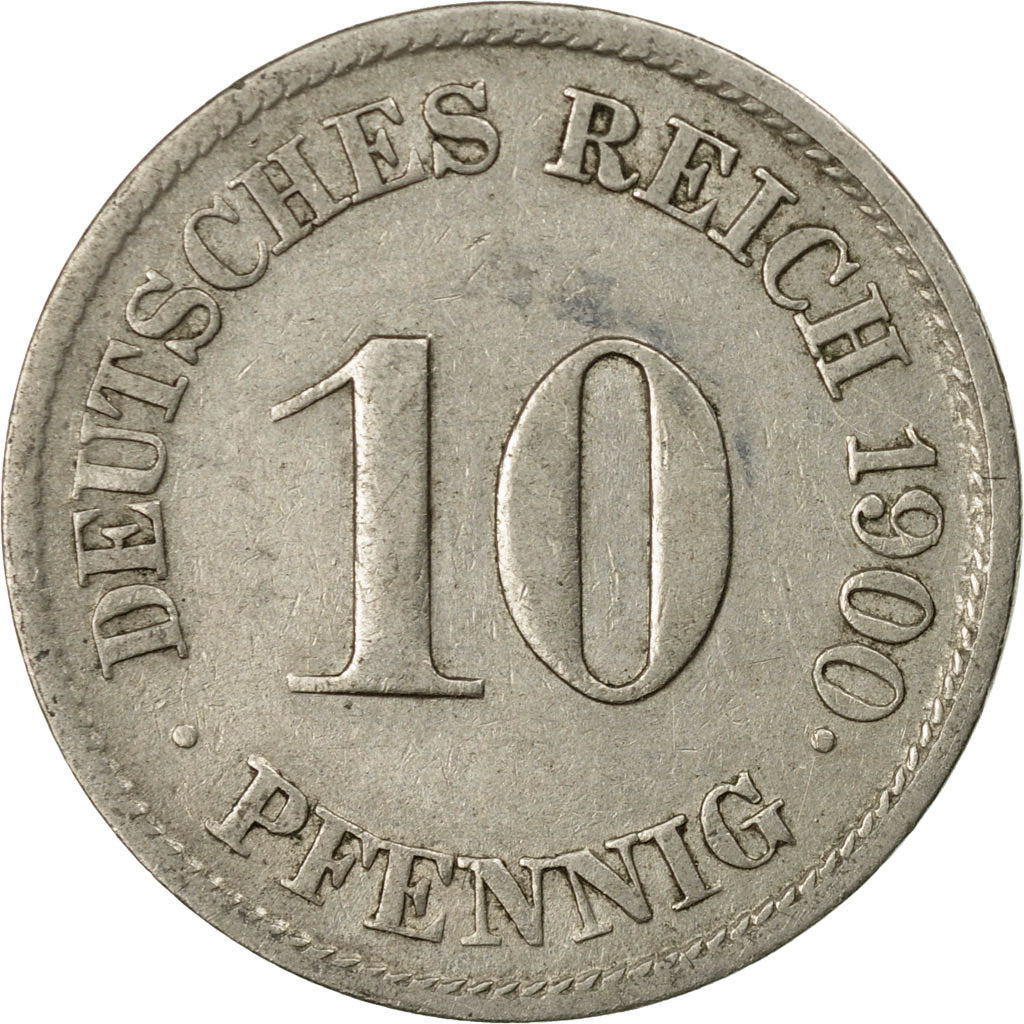 Moneda, ALEMANIA - IMPERIO, Wilhelm II, 10 Pfennig, 1900, Hamburg, MBC, Cobre -