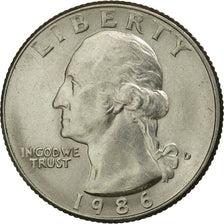 Moneta, Stati Uniti, Washington Quarter, Quarter, 1986, U.S. Mint, Denver, SPL-