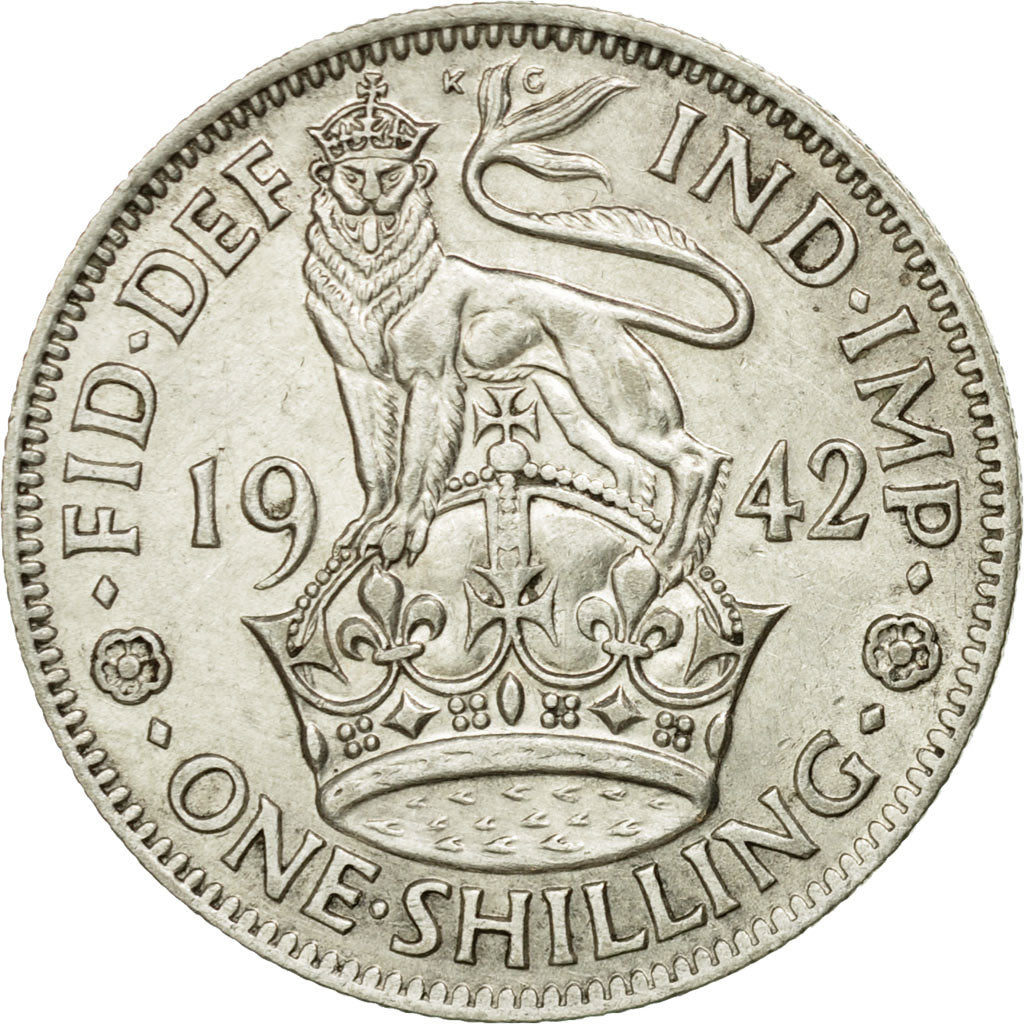 Coin, Great Britain, George VI, Shilling, 1942, AU(50-53), Silver, KM:853