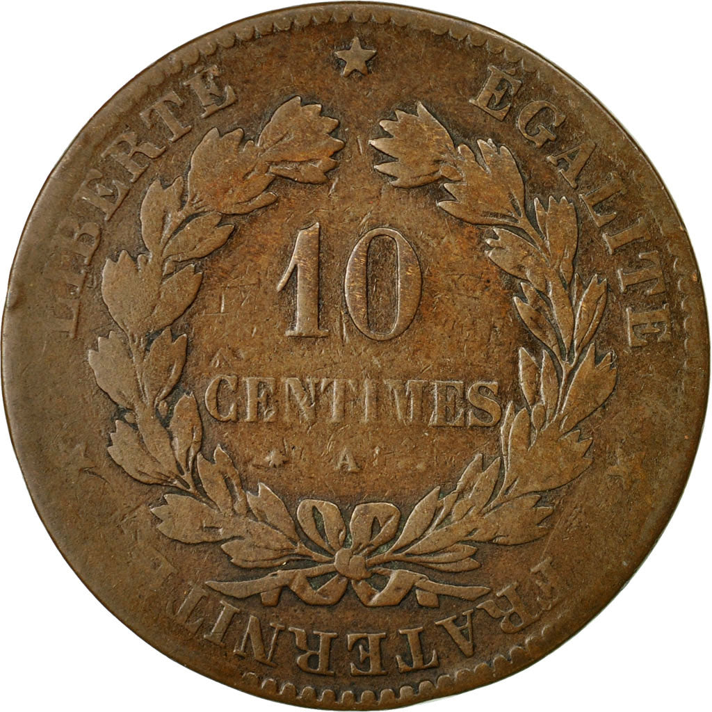 Munten, Frankrijk, Cérès, 10 Centimes, 1876, Paris, ZG+, Bronze, KM:815.1, Le