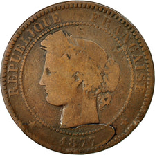 Coin, France, Cérès, 10 Centimes, 1877, Bordeaux, VG(8-10), Bronze, KM:815.2