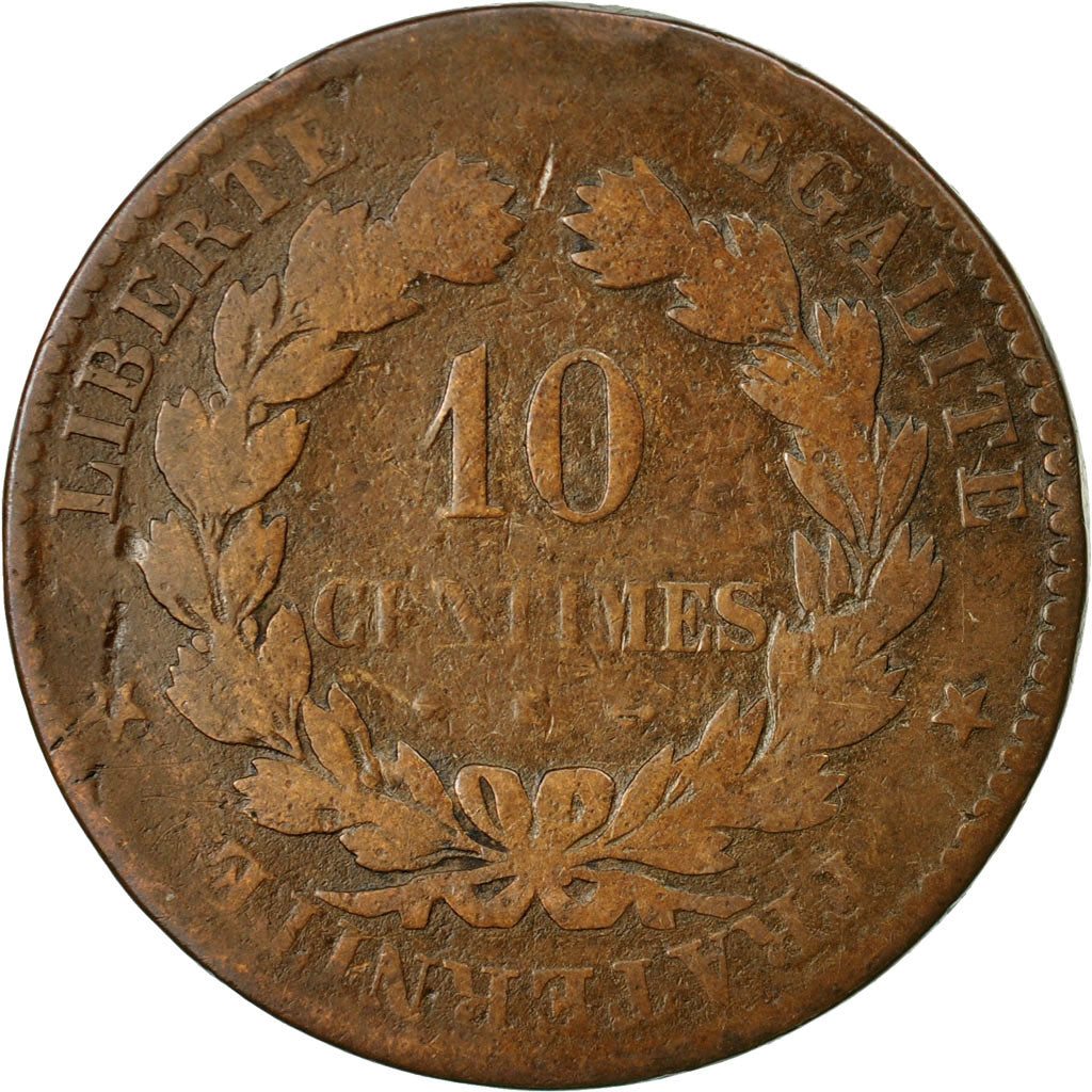 Coin, France, Cérès, 10 Centimes, 1877, Bordeaux, VG(8-10), Bronze, KM:815.2
