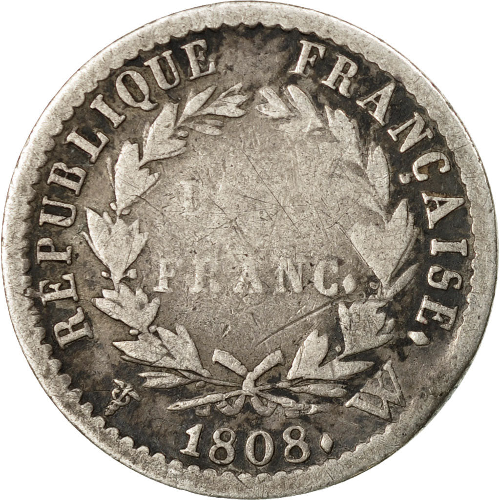 Münze, Frankreich, Napoléon I, 1/2 Franc, 1808, Lille, S, Silber, KM:680.14