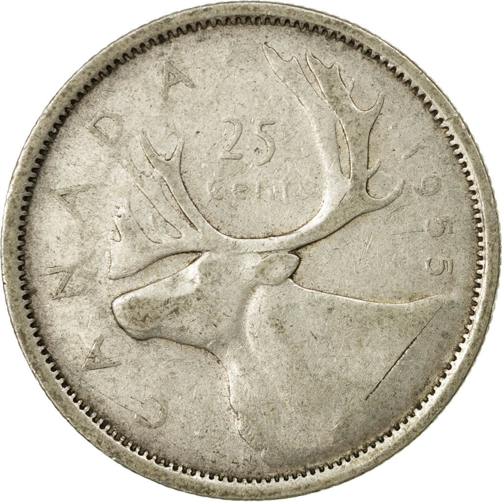 Coin, Canada, Elizabeth II, 25 Cents, 1955, Royal Canadian Mint, Ottawa