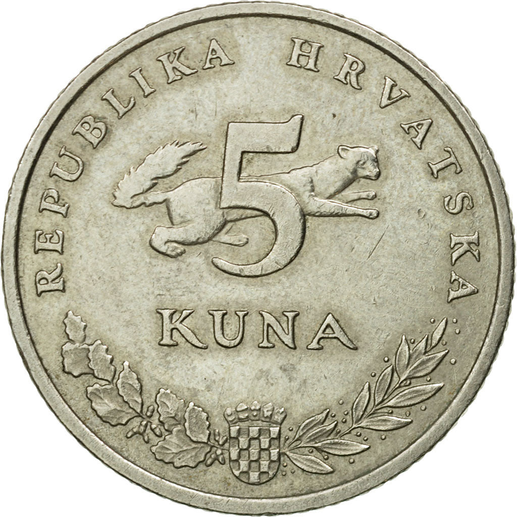 Munten, Kroatië, 5 Kuna, 2001, ZF, Copper-Nickel-Zinc, KM:11