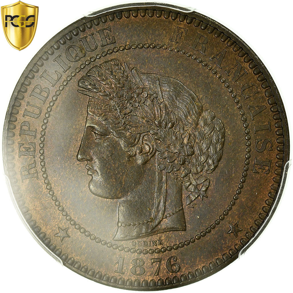 Coin, France, Cérès, 10 Centimes, 1876, Paris, PCGS, MS65BN, MS(65-70)