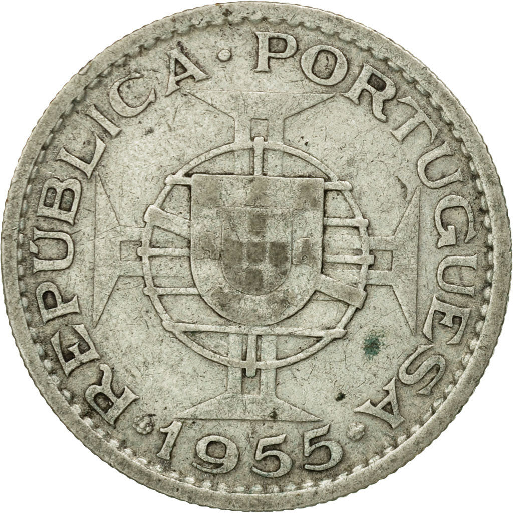Coin, Angola, 10 Escudos, 1955, VF(30-35), Silver, KM:73
