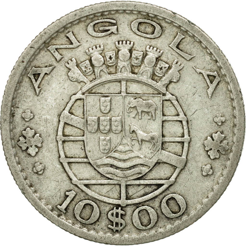Coin, Angola, 10 Escudos, 1955, VF(30-35), Silver, KM:73