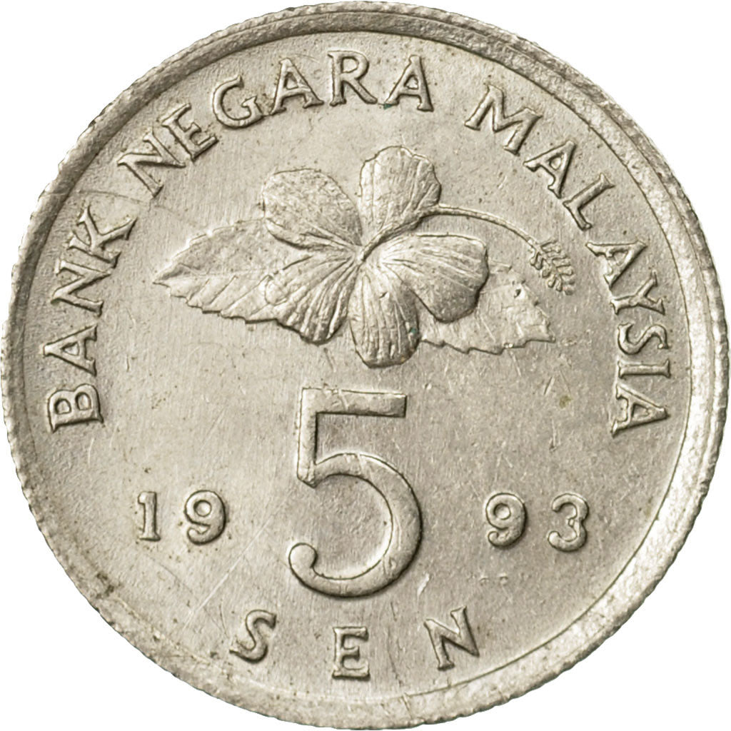 Moneta, Malesia, 5 Sen, 1993, BB, Rame-nichel, KM:50