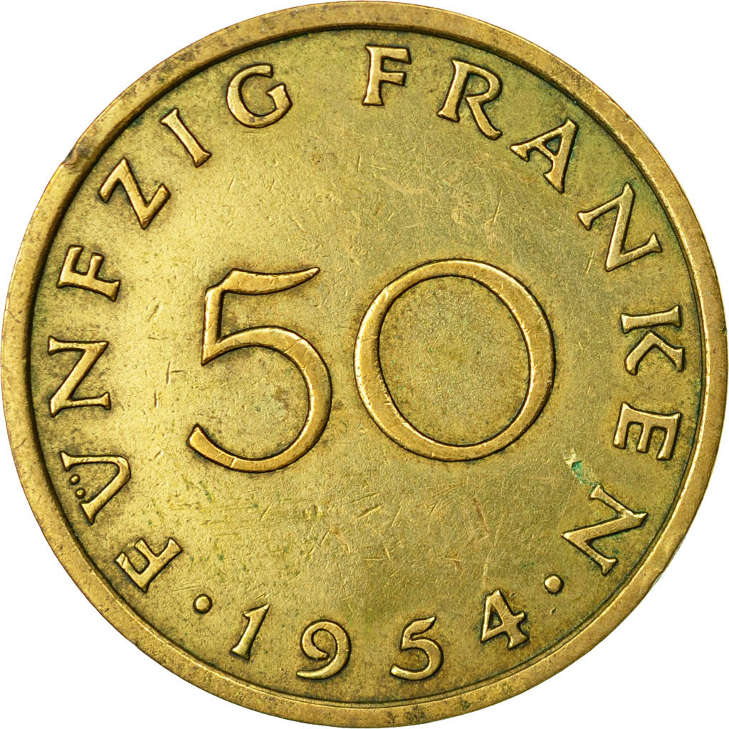 Monnaie, SAARLAND, 50 Franken, 1954, Paris, TTB, Aluminum-Bronze, KM:3