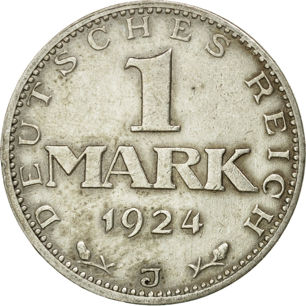 Coin, GERMANY, WEIMAR REPUBLIC, Mark, 1924, Hambourg, AU(55-58), Silver, KM:42