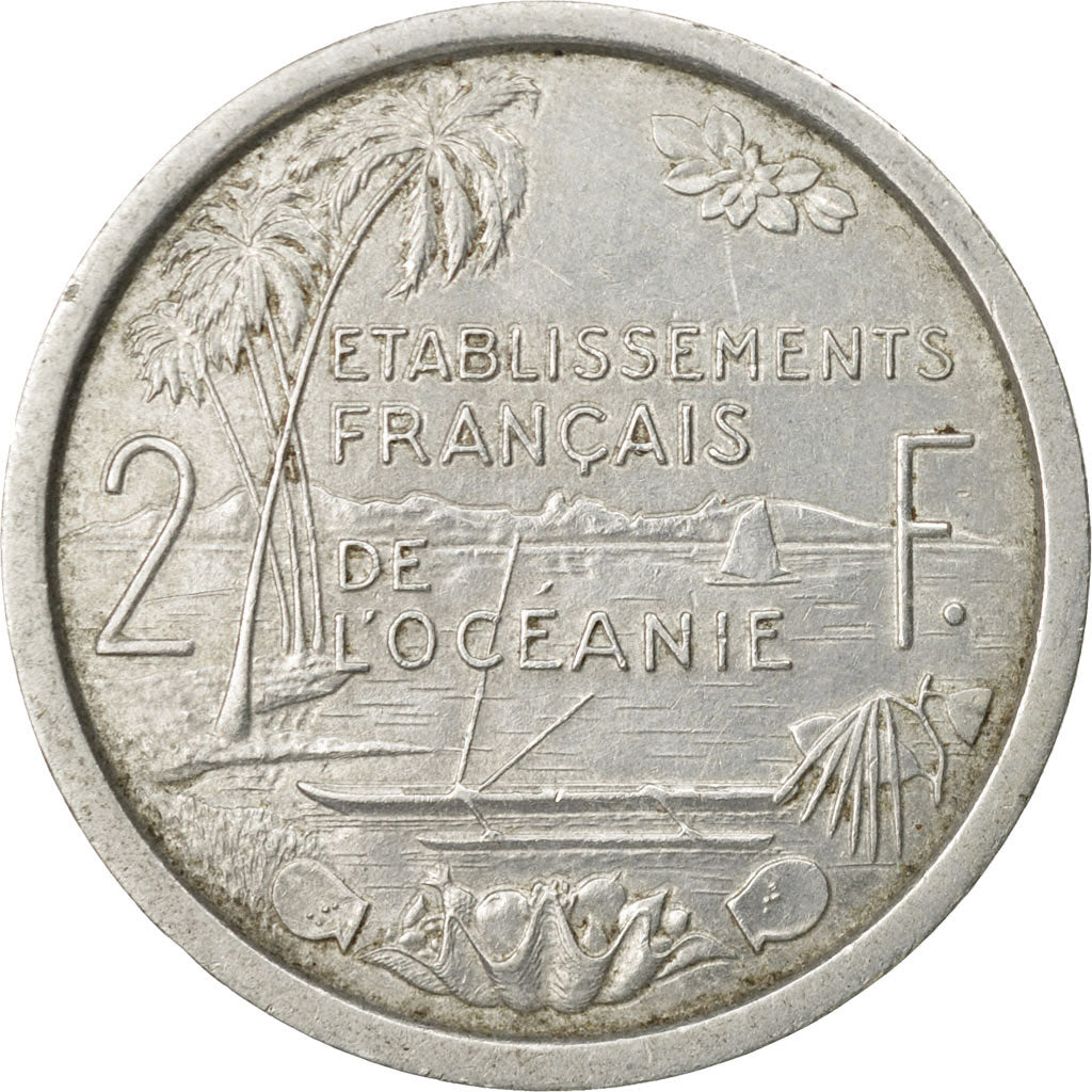 Coin, FRENCH OCEANIA, 2 Francs, 1949, Paris, EF(40-45), Aluminum, KM:3