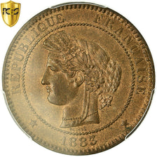 Moneta, Francia, Cérès, 10 Centimes, 1883, Paris, PCGS, MS64RB, SPL+, Bronzo