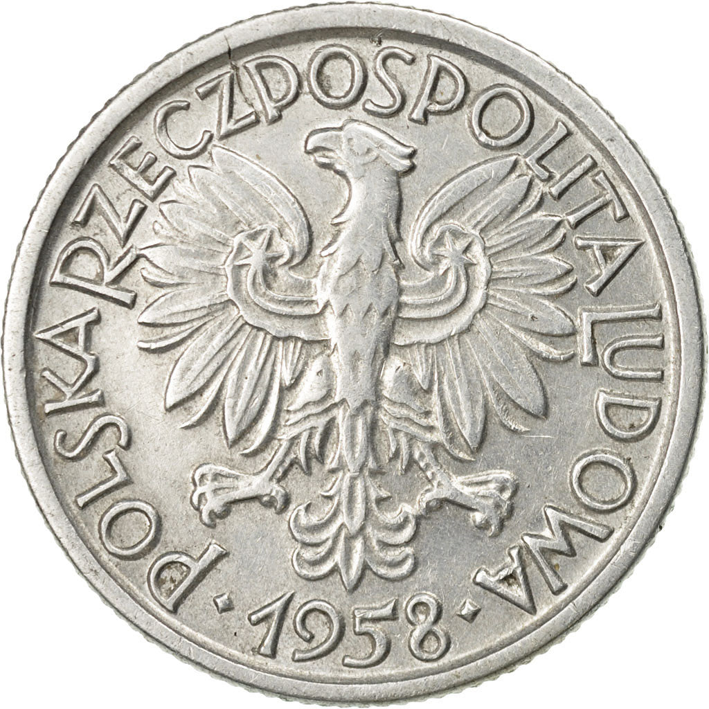 Moneta, Polska, 2 Zlote, 1958, Warsaw, AU(55-58), Aluminium, KM:46