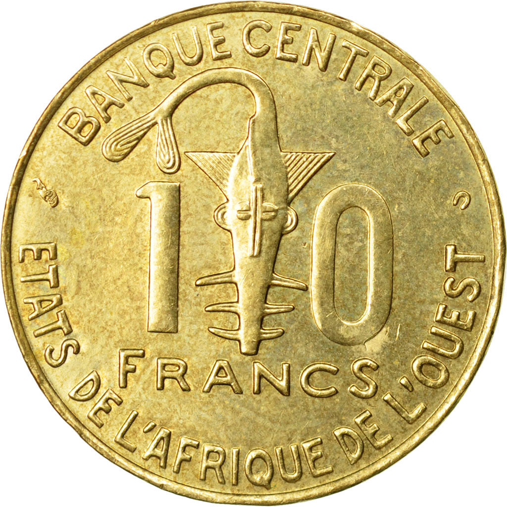Moneda, Estados del África Occidental, 10 Francs, 2002, Paris, MBC, Aluminio -