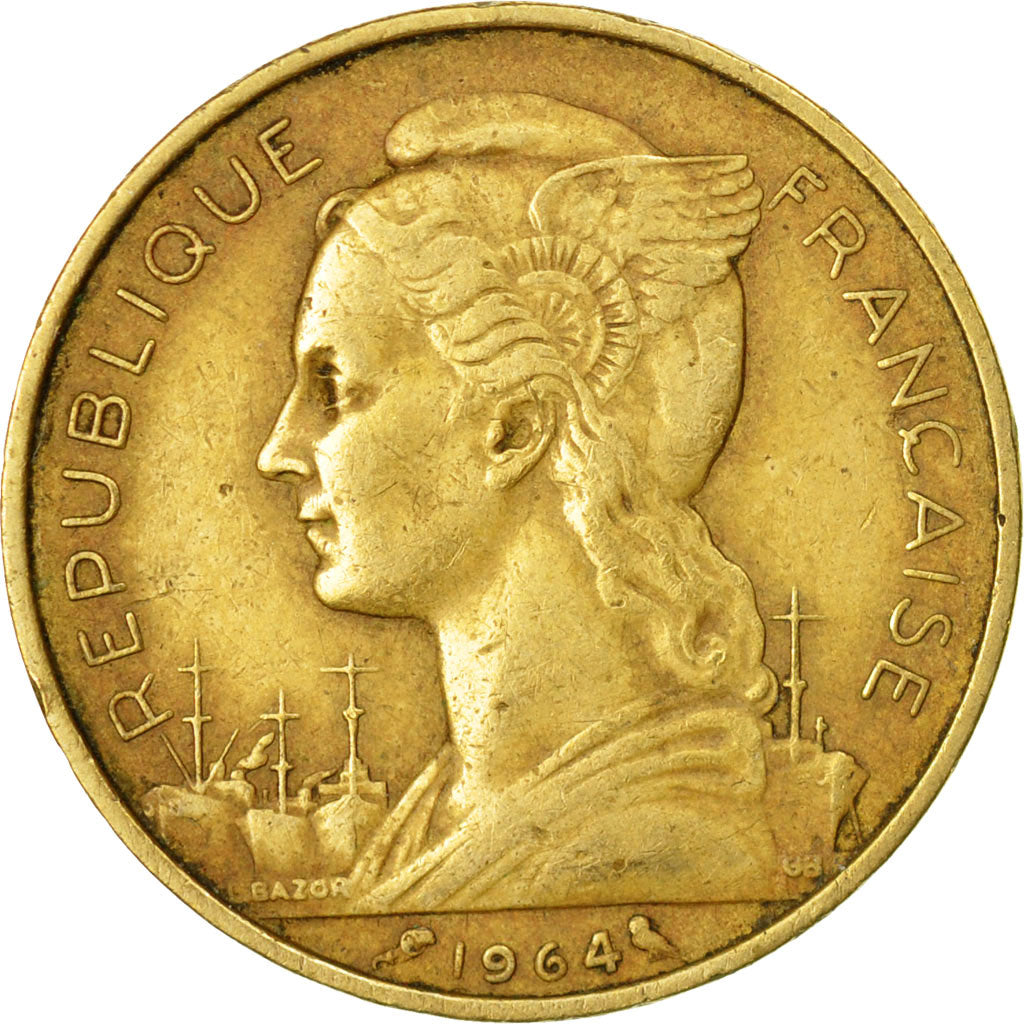 Coin, Comoros, 20 Francs, 1964, Paris, EF(40-45), Aluminum-Bronze, KM:8