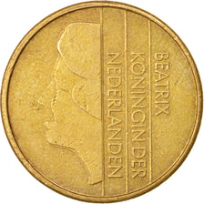 Coin, Netherlands, Beatrix, 5 Gulden, 1990, VF(30-35), Bronze Clad Nickel