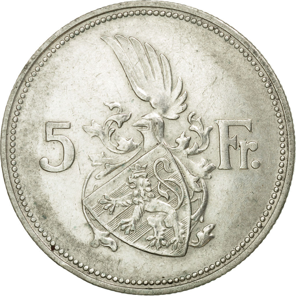 Coin, Luxembourg, Charlotte, 5 Francs, 1929, EF(40-45), Silver, KM:38