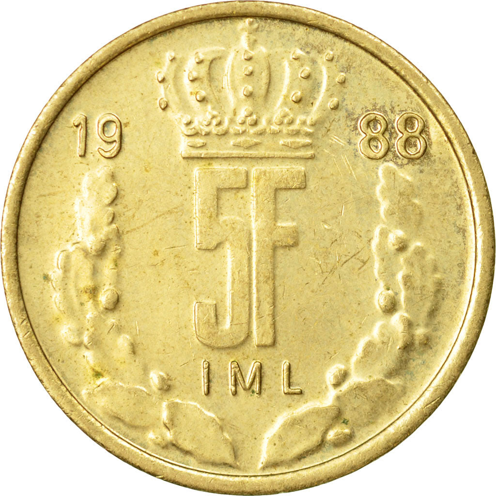 Monnaie, Luxembourg, Jean, 5 Francs, 1988, TTB, Aluminum-Bronze, KM:60.2