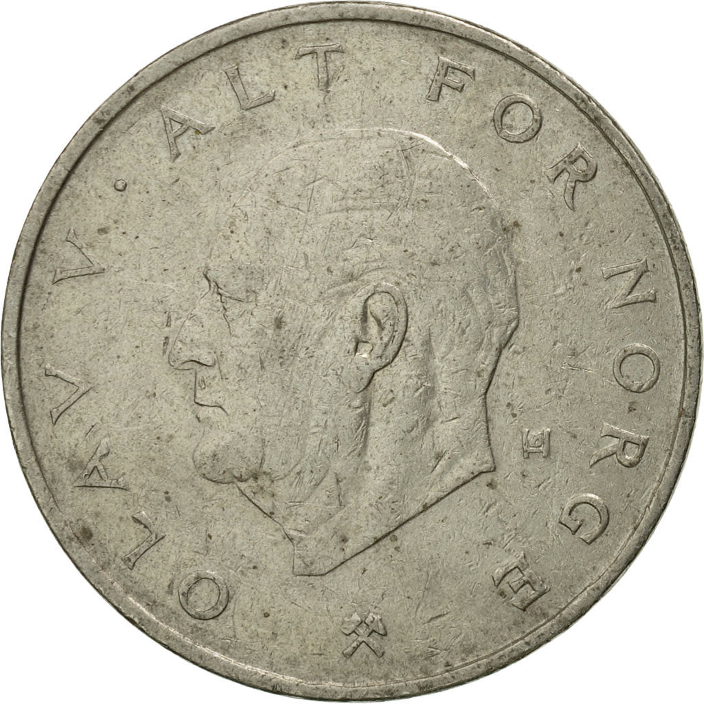 Moneda, Noruega, Olav V, Krone, 1976, BC+, Cobre - níquel, KM:419