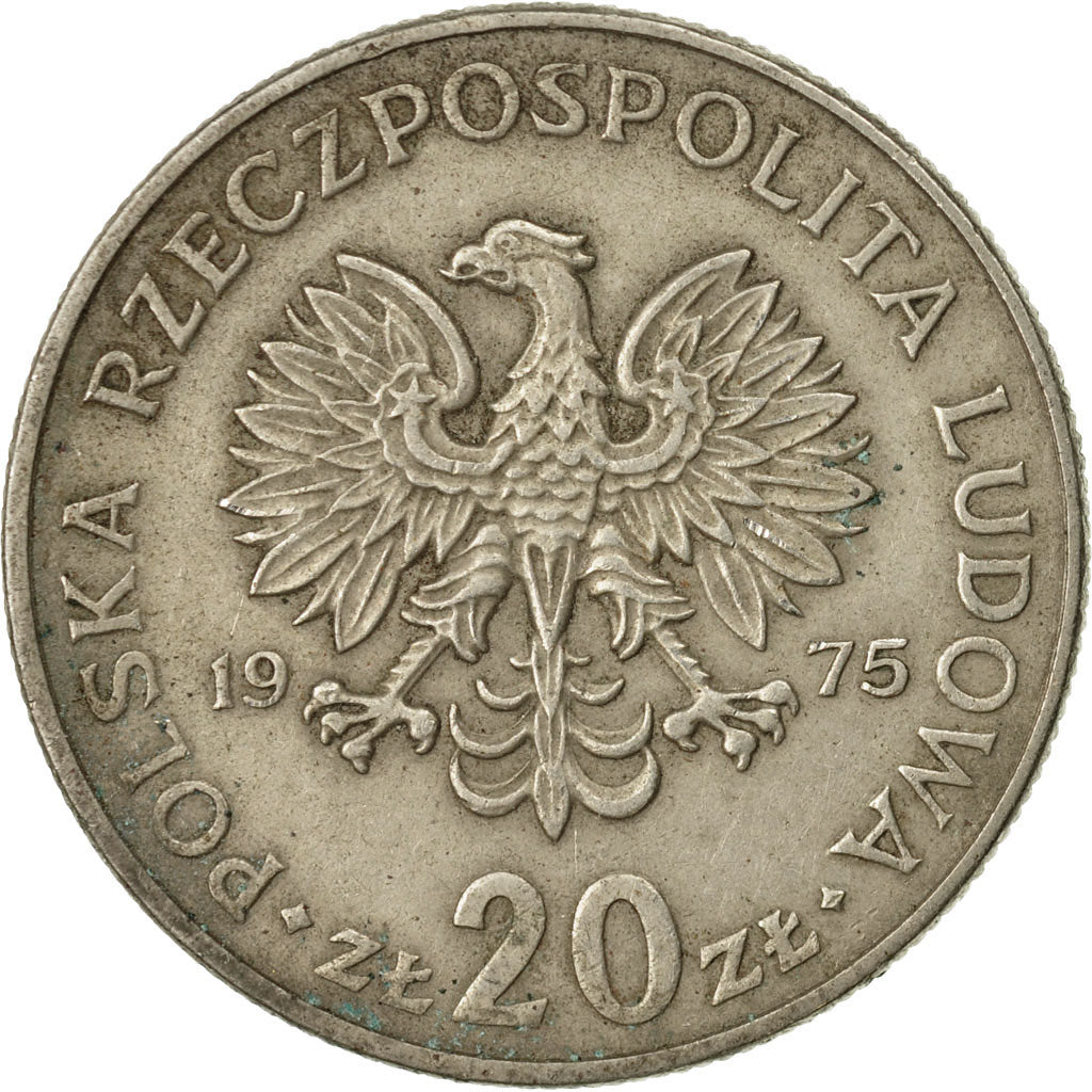 Coin, Poland, 20 Zlotych, 1975, Warsaw, VF(20-25), Copper-nickel, KM:69
