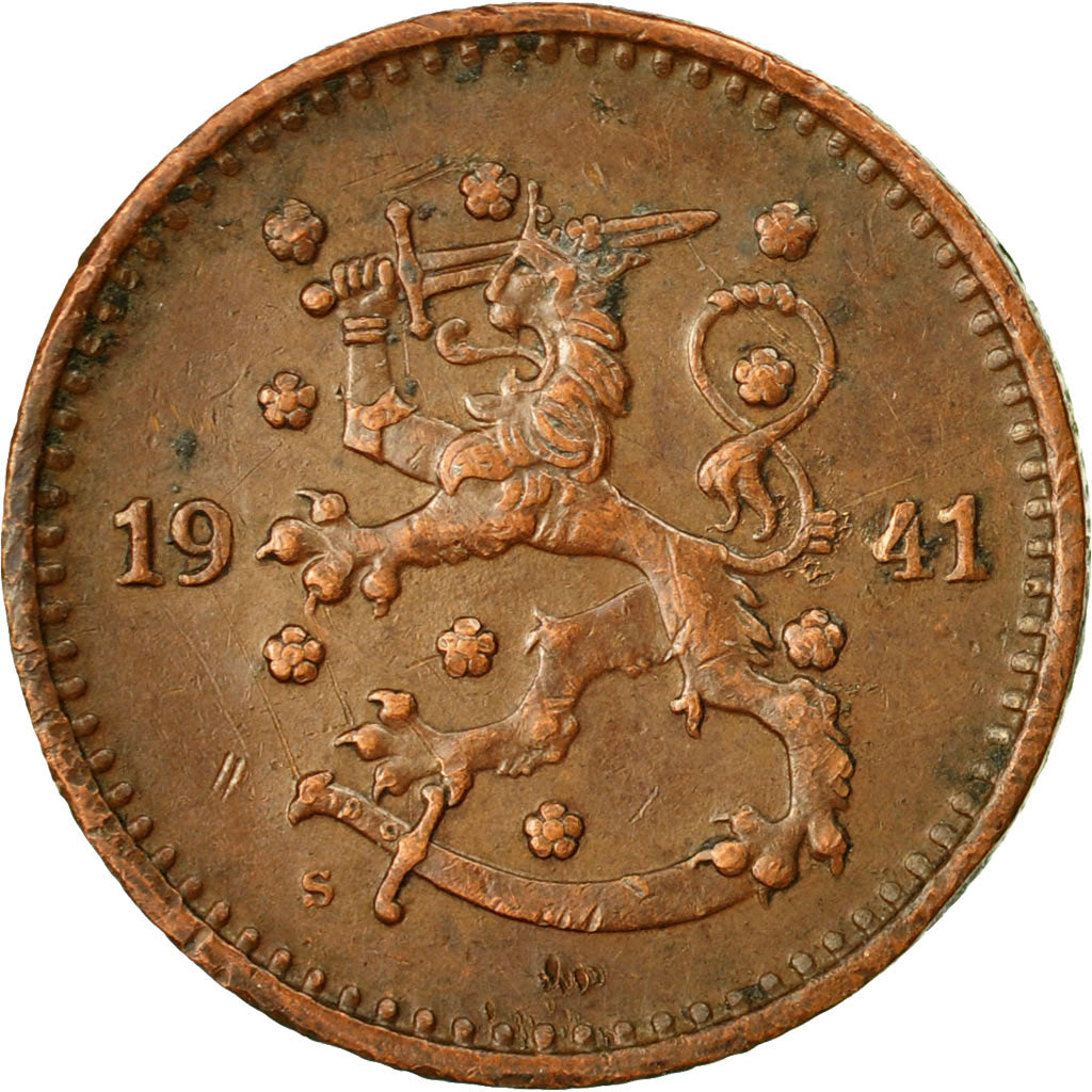 Coin, Finland, Markka, 1941, EF(40-45), Copper, KM:30a