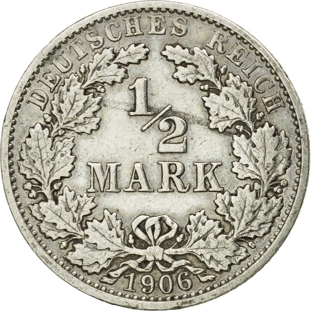 Coin, GERMANY - EMPIRE, 1/2 Mark, 1906, Berlin, AU(50-53), Silver, KM:17