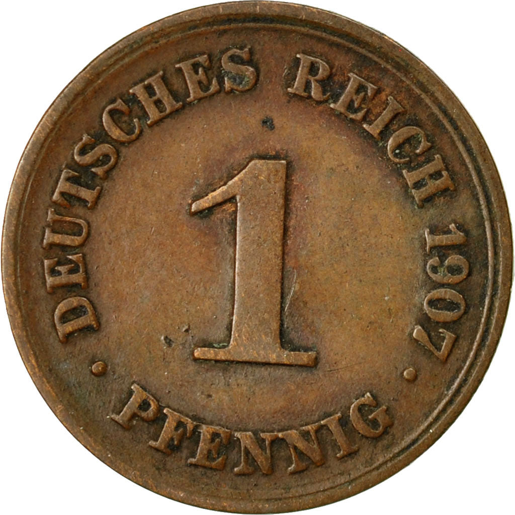 Munten, DUITSLAND - KEIZERRIJK, Wilhelm II, Pfennig, 1907, Munich, FR+, Koper