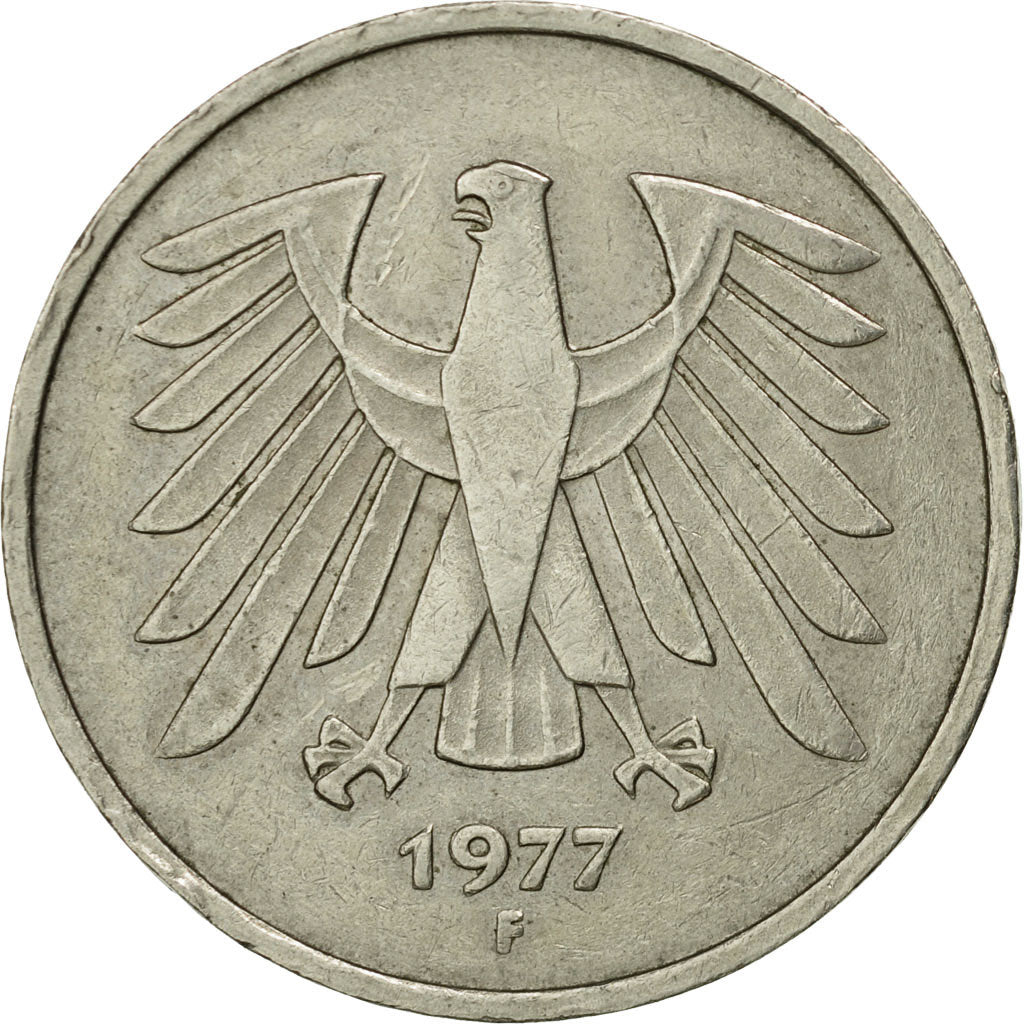 Coin, GERMANY - FEDERAL REPUBLIC, 5 Mark, 1977, Stuttgart, EF(40-45)
